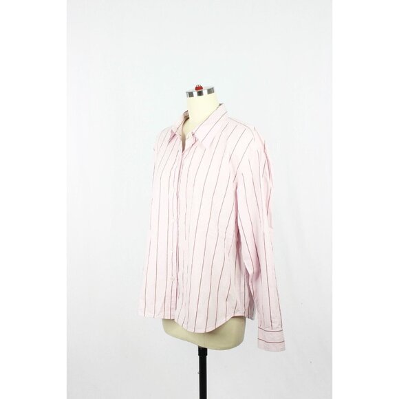 Aritzia WILFRED FREE Bailey Lilac Pink Striped Poplin Button-Up Shirt, Size M - Picture 4 of 13